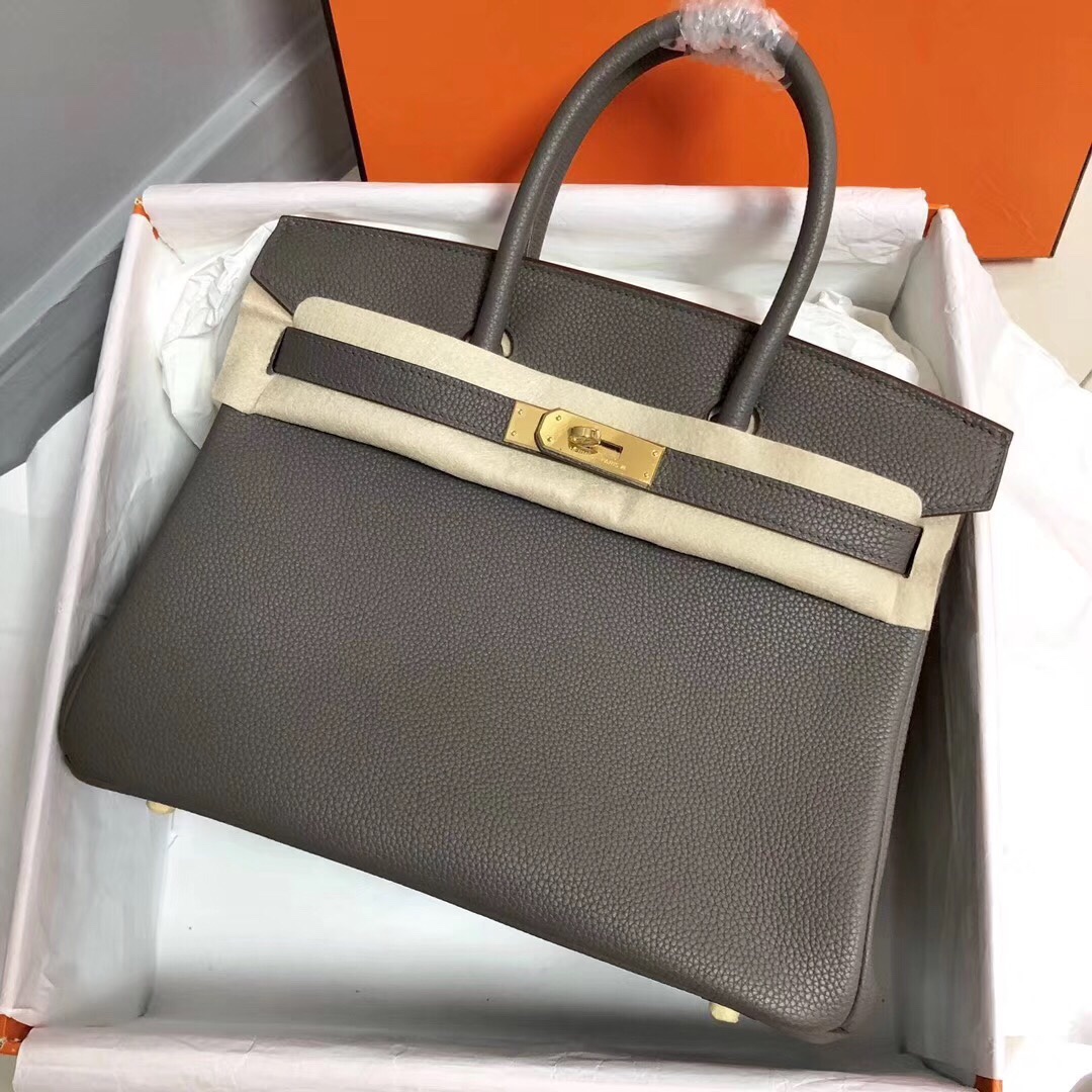 Hermes Birkin 35CM Togo Leather Handbag Dark Grey